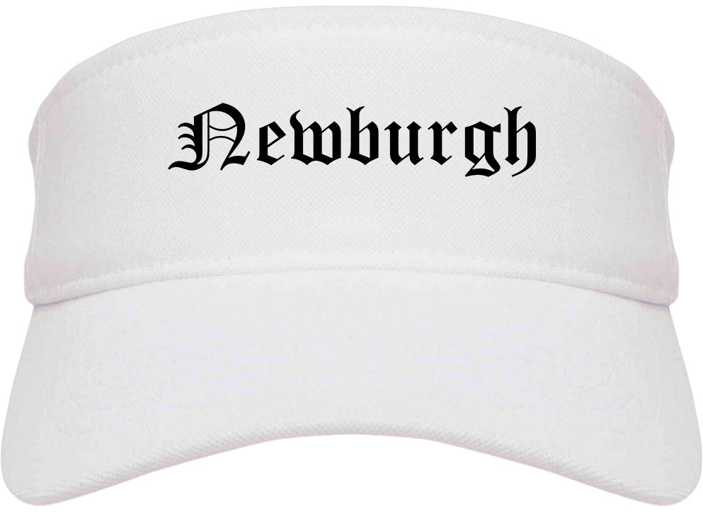 Newburgh New York NY Old English Mens Visor Cap Hat White