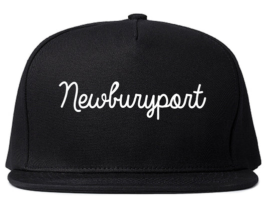 Newburyport Massachusetts MA Script Mens Snapback Hat Black
