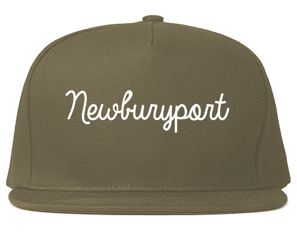 Newburyport Massachusetts MA Script Mens Snapback Hat Grey