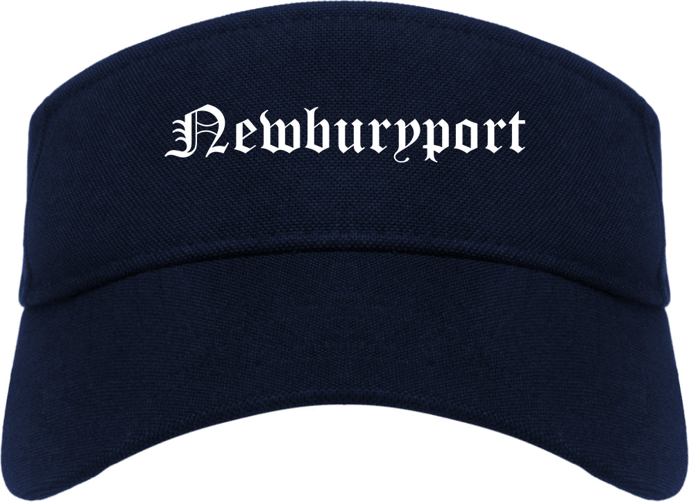 Newburyport Massachusetts MA Old English Mens Visor Cap Hat Navy Blue