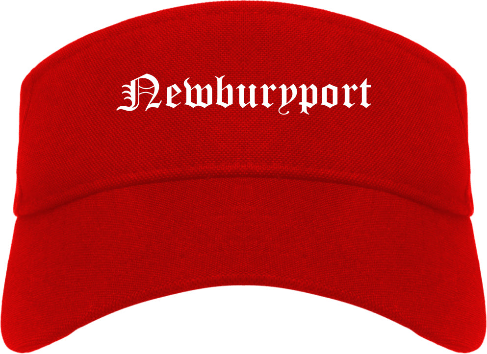 Newburyport Massachusetts MA Old English Mens Visor Cap Hat Red