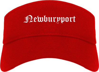 Newburyport Massachusetts MA Old English Mens Visor Cap Hat Red