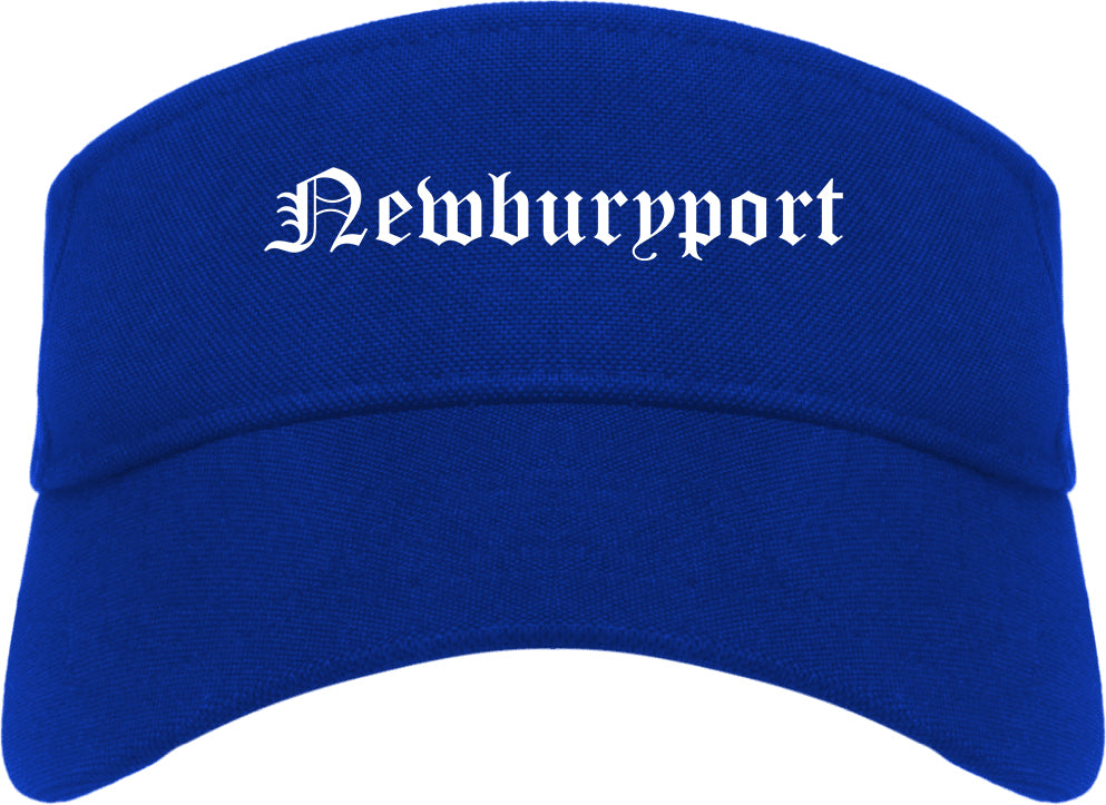 Newburyport Massachusetts MA Old English Mens Visor Cap Hat Royal Blue
