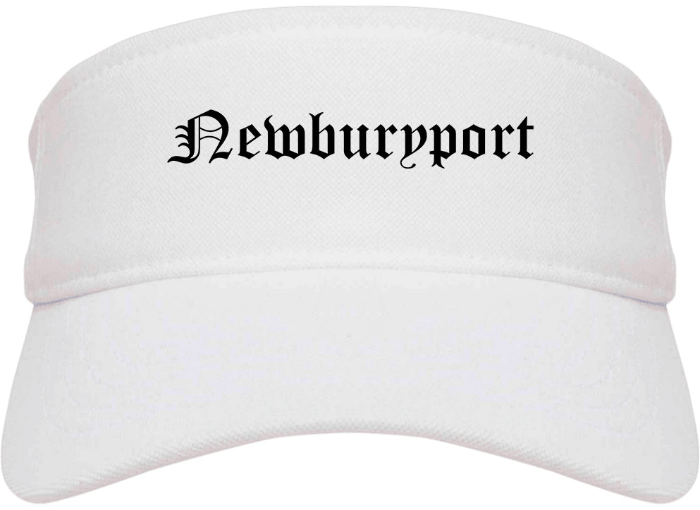 Newburyport Massachusetts MA Old English Mens Visor Cap Hat White