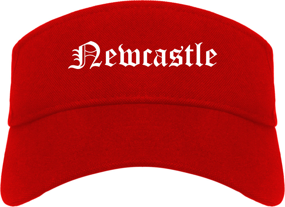 Newcastle Oklahoma OK Old English Mens Visor Cap Hat Red