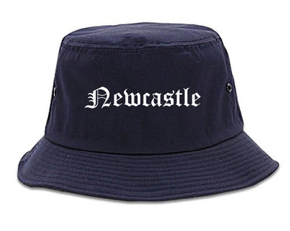 Newcastle Washington WA Old English Mens Bucket Hat Navy Blue