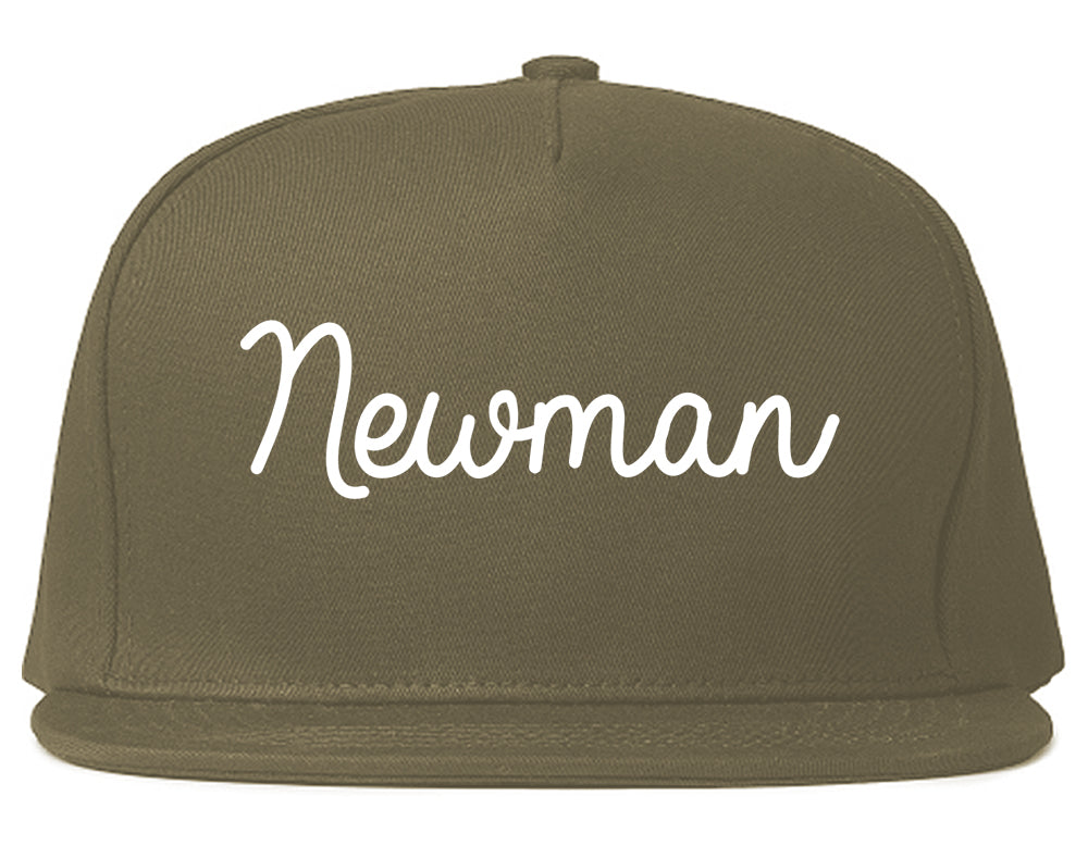 Newman California CA Script Mens Snapback Hat Grey