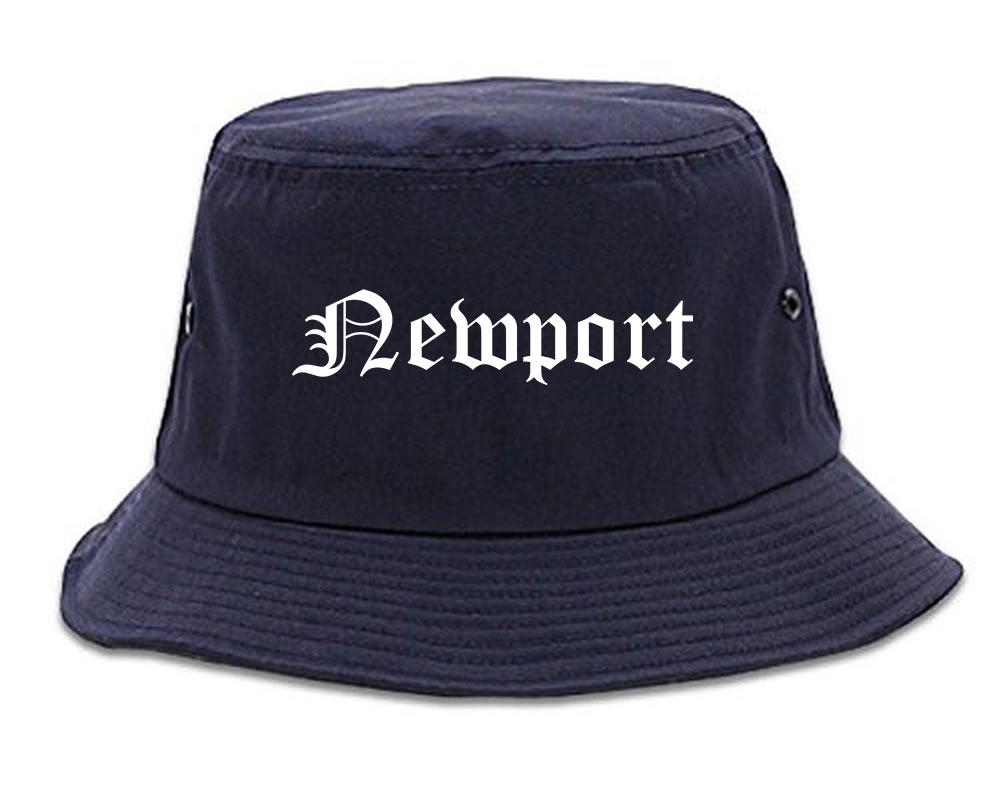Newport Arkansas AR Old English Mens Bucket Hat Navy Blue