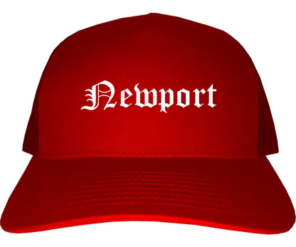 Newport Arkansas AR Old English Mens Trucker Hat Cap Red