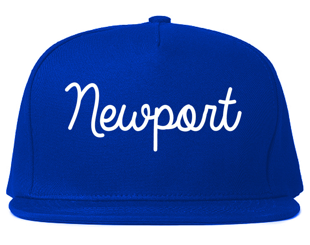 Newport Arkansas AR Script Mens Snapback Hat Royal Blue