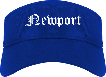 Newport Arkansas AR Old English Mens Visor Cap Hat Royal Blue