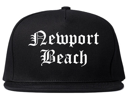 Newport Beach California CA Old English Mens Snapback Hat Black