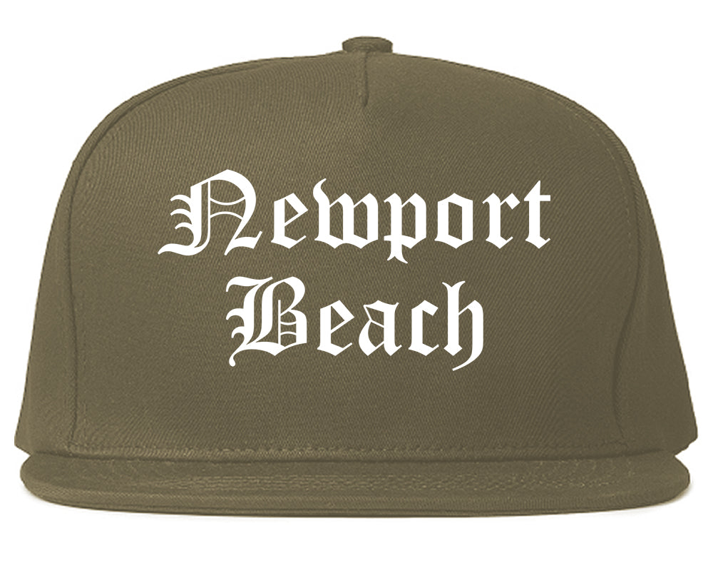 Newport Beach California CA Old English Mens Snapback Hat Grey