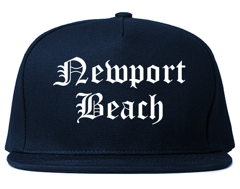 Newport Beach California CA Old English Mens Snapback Hat Navy Blue