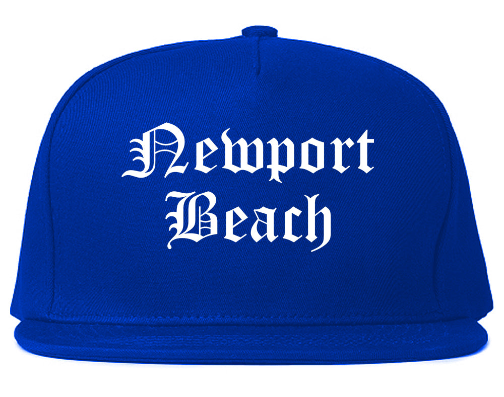 Newport Beach California CA Old English Mens Snapback Hat Royal Blue