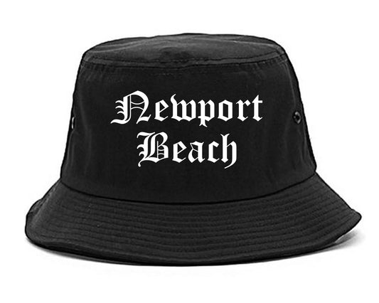 Newport Beach California CA Old English Mens Bucket Hat Black