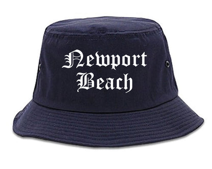 Newport Beach California CA Old English Mens Bucket Hat Navy Blue