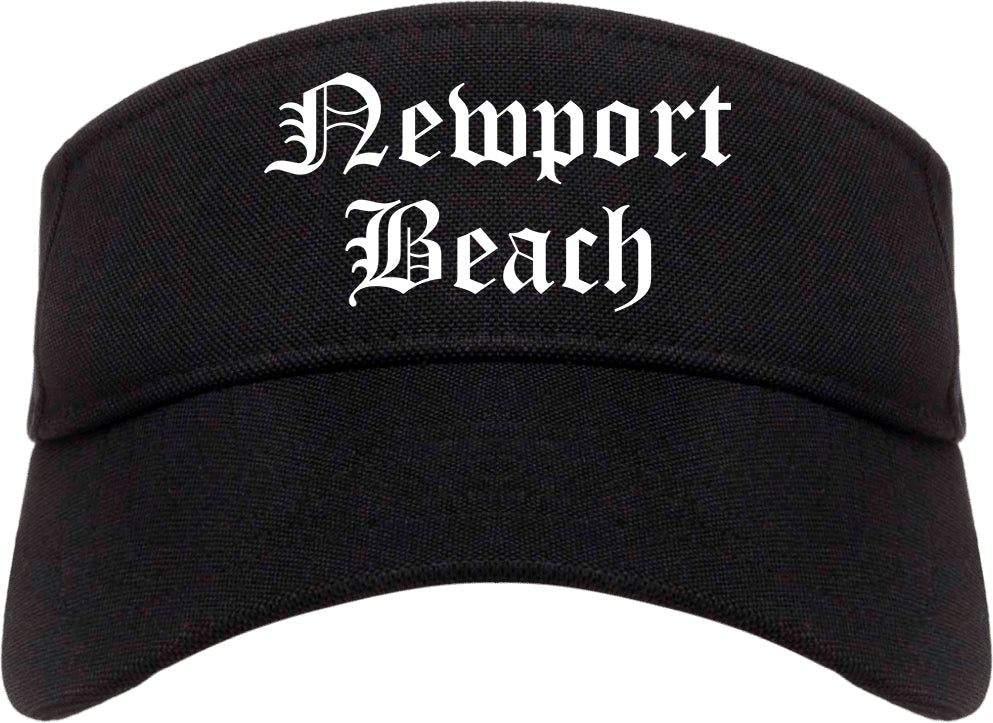 Newport Beach California CA Old English Mens Visor Cap Hat Black