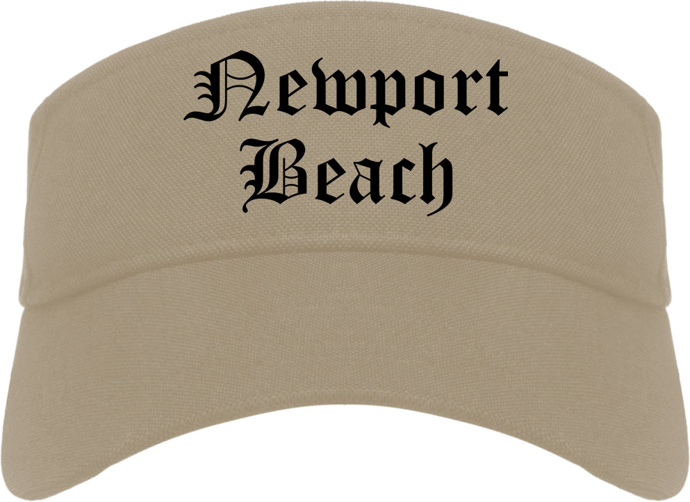 Newport Beach California CA Old English Mens Visor Cap Hat Khaki