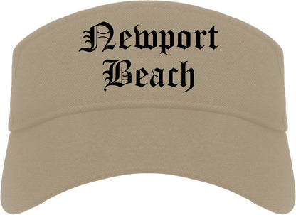 Newport Beach California CA Old English Mens Visor Cap Hat Khaki