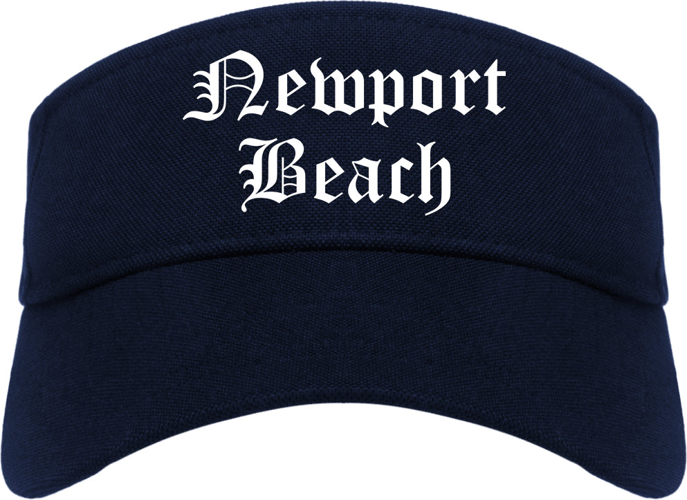 Newport Beach California CA Old English Mens Visor Cap Hat Navy Blue