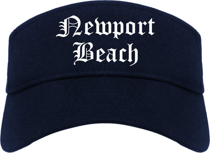 Newport Beach California CA Old English Mens Visor Cap Hat Navy Blue
