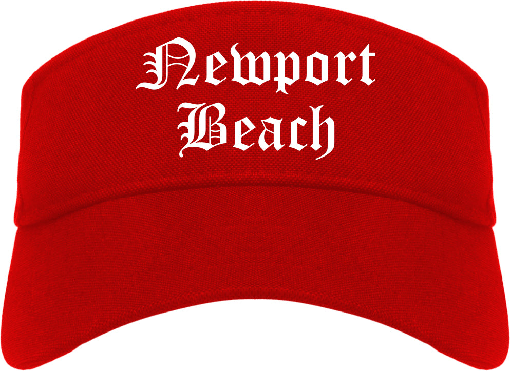 Newport Beach California CA Old English Mens Visor Cap Hat Red