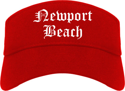 Newport Beach California CA Old English Mens Visor Cap Hat Red