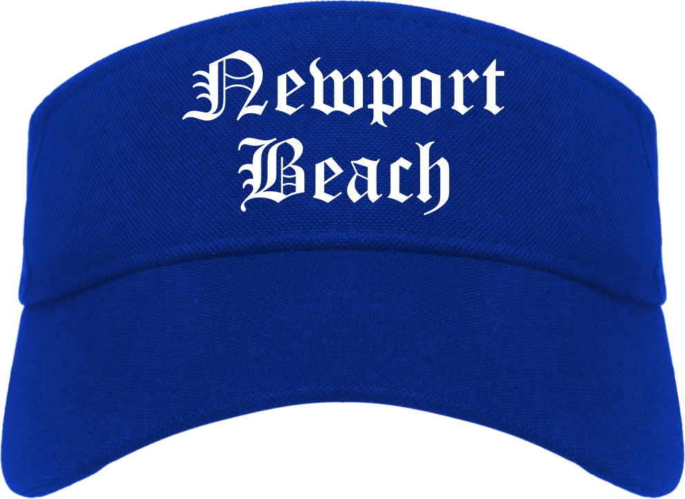 Newport Beach California CA Old English Mens Visor Cap Hat Royal Blue