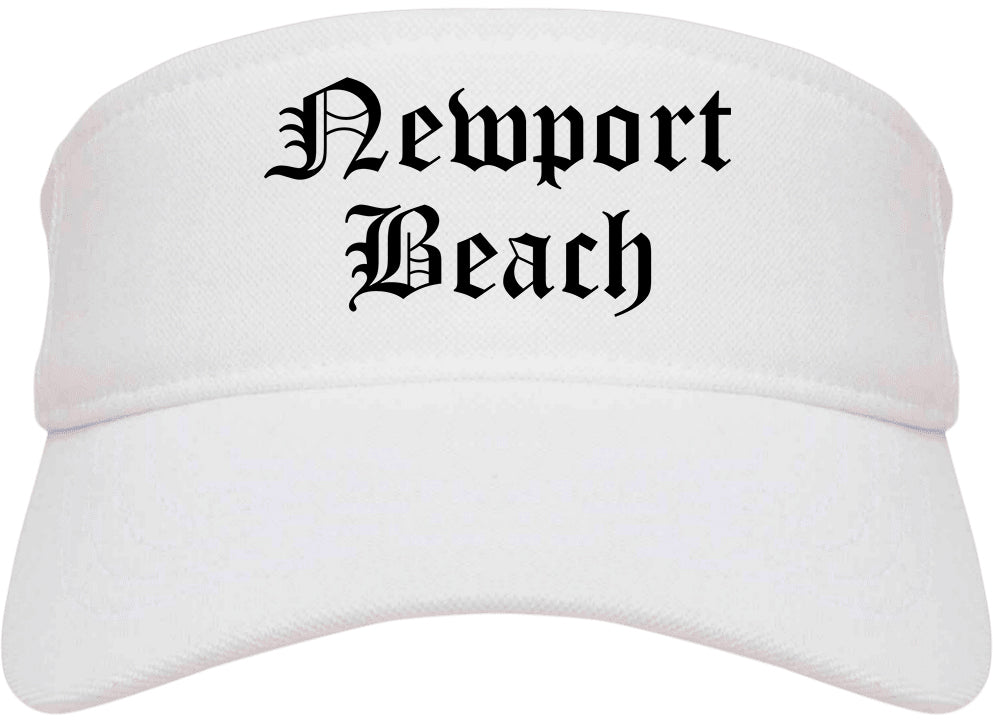 Newport Beach California CA Old English Mens Visor Cap Hat White