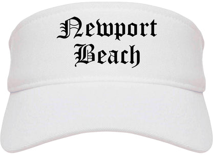 Newport Beach California CA Old English Mens Visor Cap Hat White