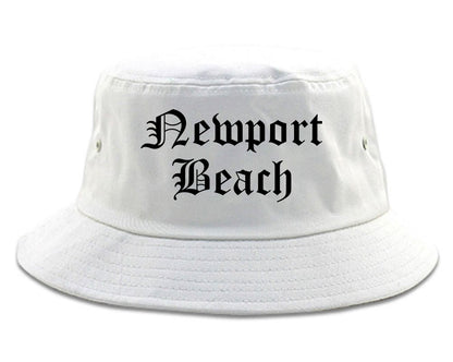 Newport Beach California CA Old English Mens Bucket Hat White