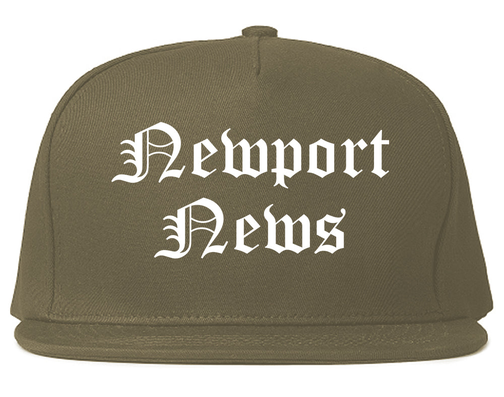 Newport News Virginia VA Old English Mens Snapback Hat Grey