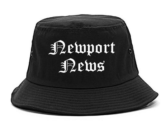 Newport News Virginia VA Old English Mens Bucket Hat Black