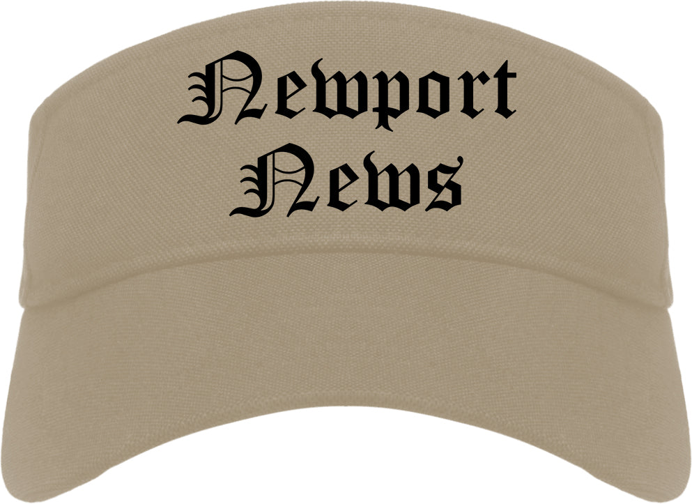 Newport News Virginia VA Old English Mens Visor Cap Hat Khaki