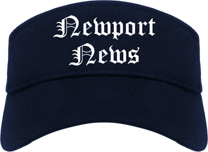 Newport News Virginia VA Old English Mens Visor Cap Hat Navy Blue