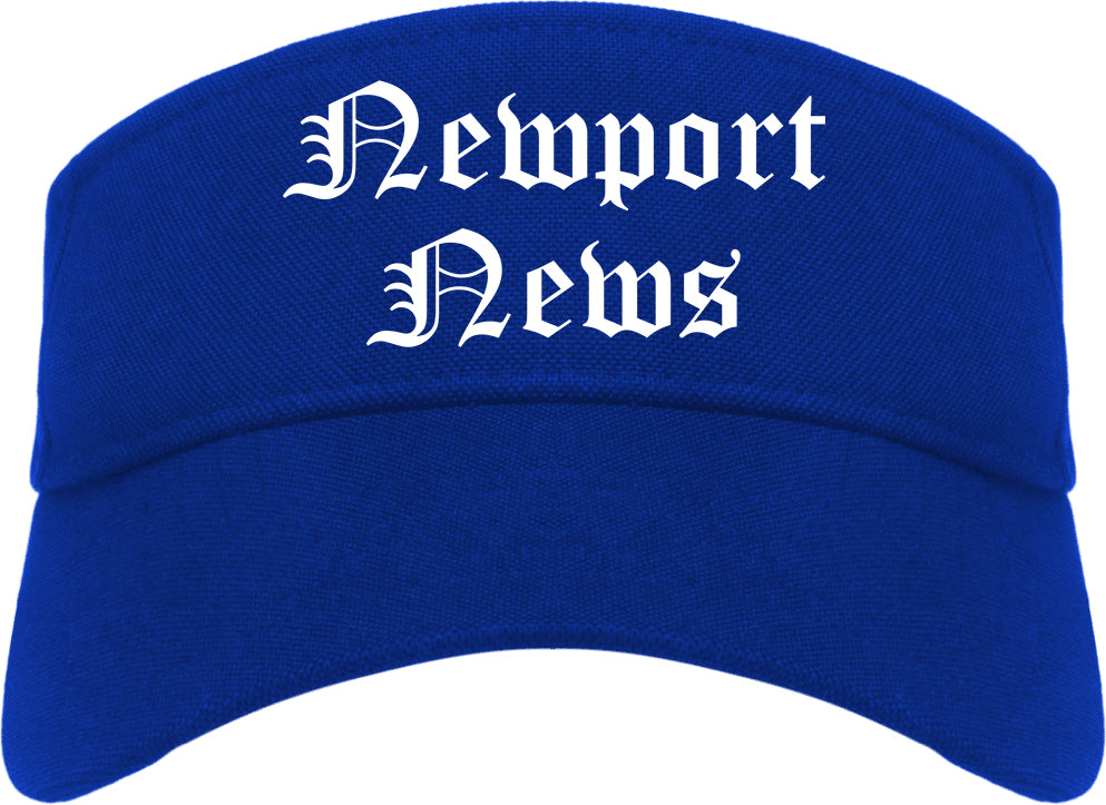Newport News Virginia VA Old English Mens Visor Cap Hat Royal Blue