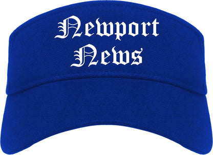 Newport News Virginia VA Old English Mens Visor Cap Hat Royal Blue