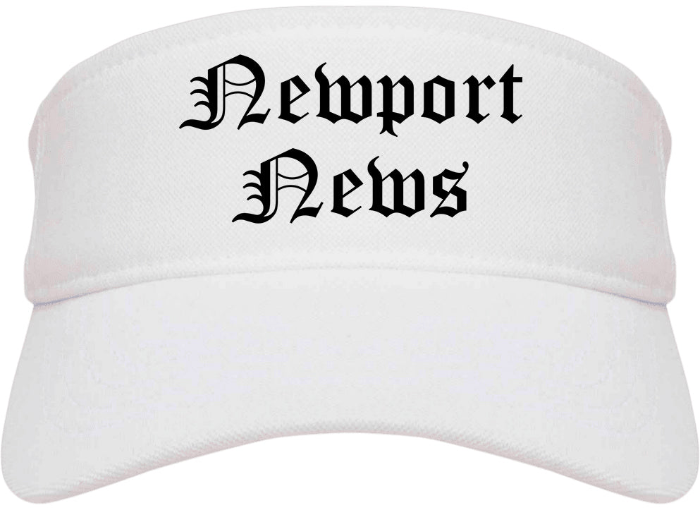 Newport News Virginia VA Old English Mens Visor Cap Hat White