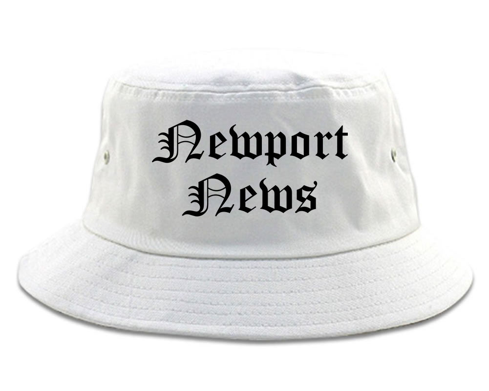 Newport News Virginia VA Old English Mens Bucket Hat White