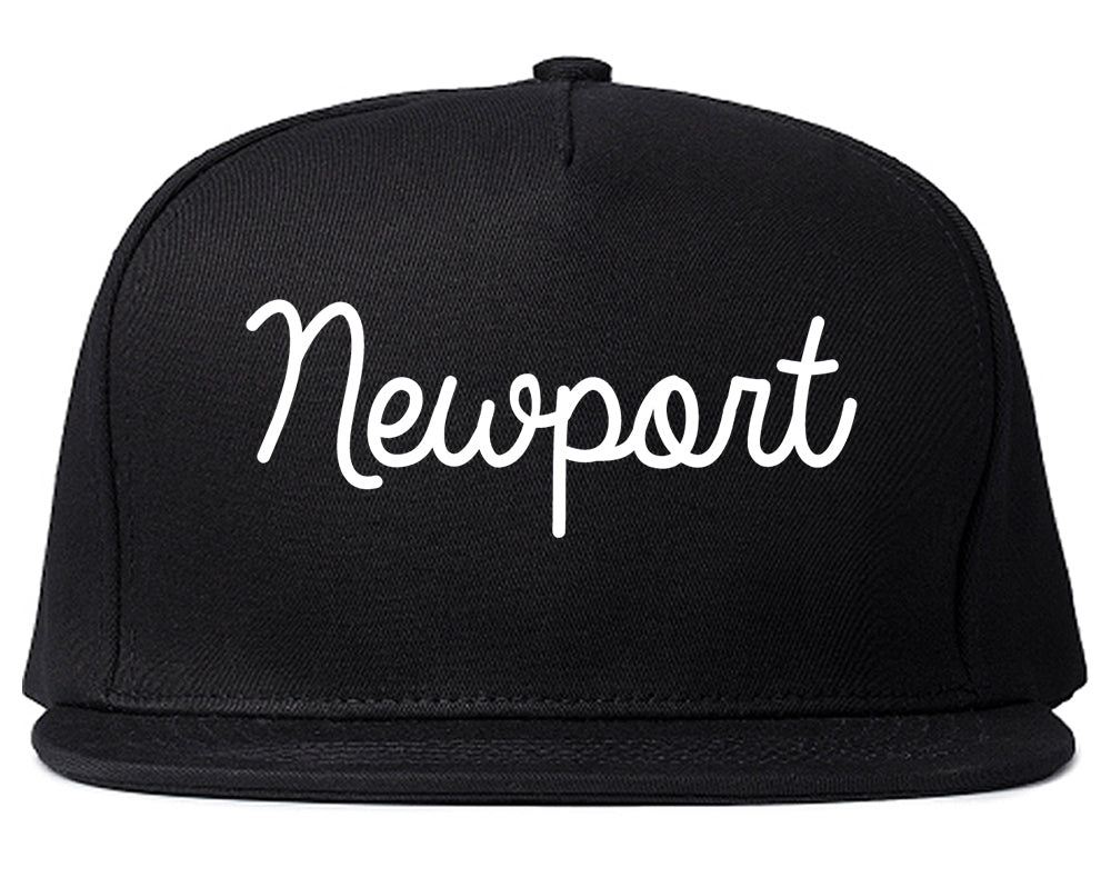 Newport Rhode Island RI Script Mens Snapback Hat Black
