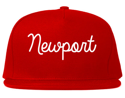 Newport Rhode Island RI Script Mens Snapback Hat Red