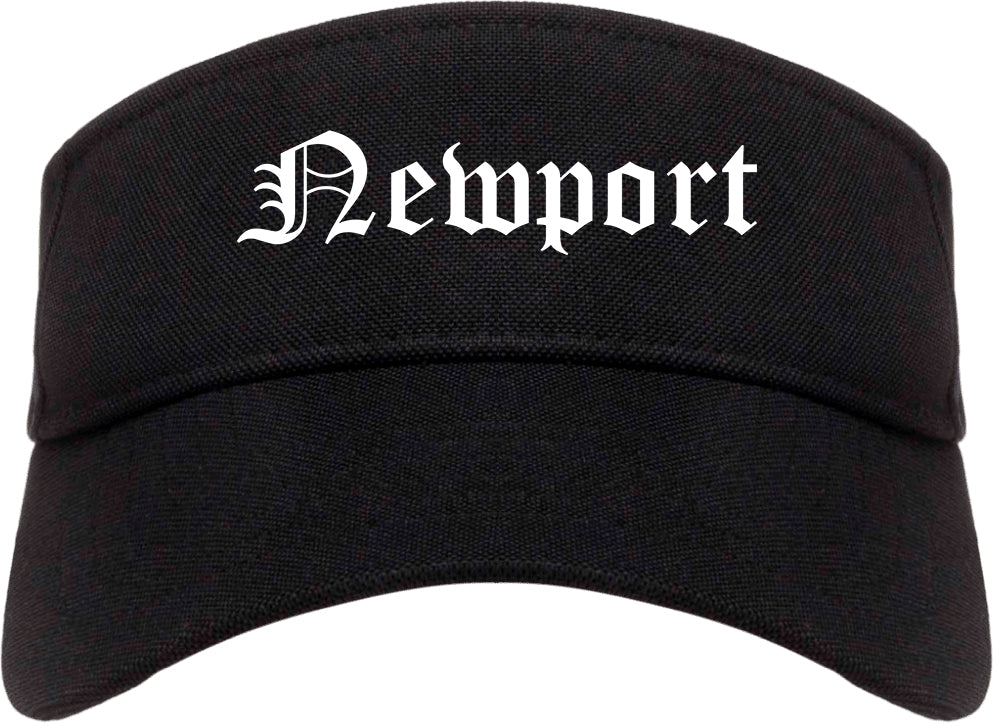 Newport Vermont VT Old English Mens Visor Cap Hat Black