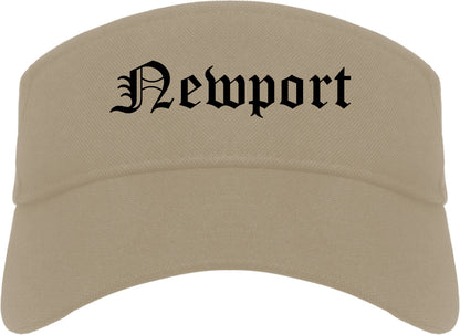 Newport Vermont VT Old English Mens Visor Cap Hat Khaki