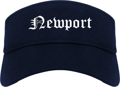 Newport Vermont VT Old English Mens Visor Cap Hat Navy Blue
