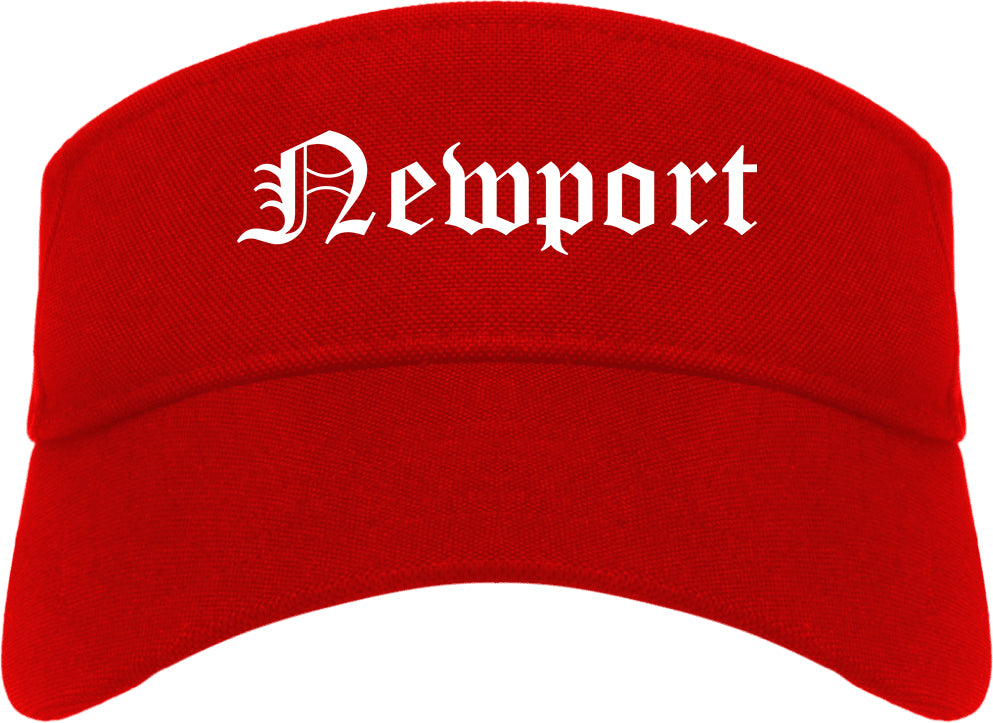 Newport Vermont VT Old English Mens Visor Cap Hat Red