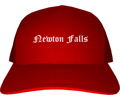 Newton Falls Ohio OH Old English Mens Trucker Hat Cap Red