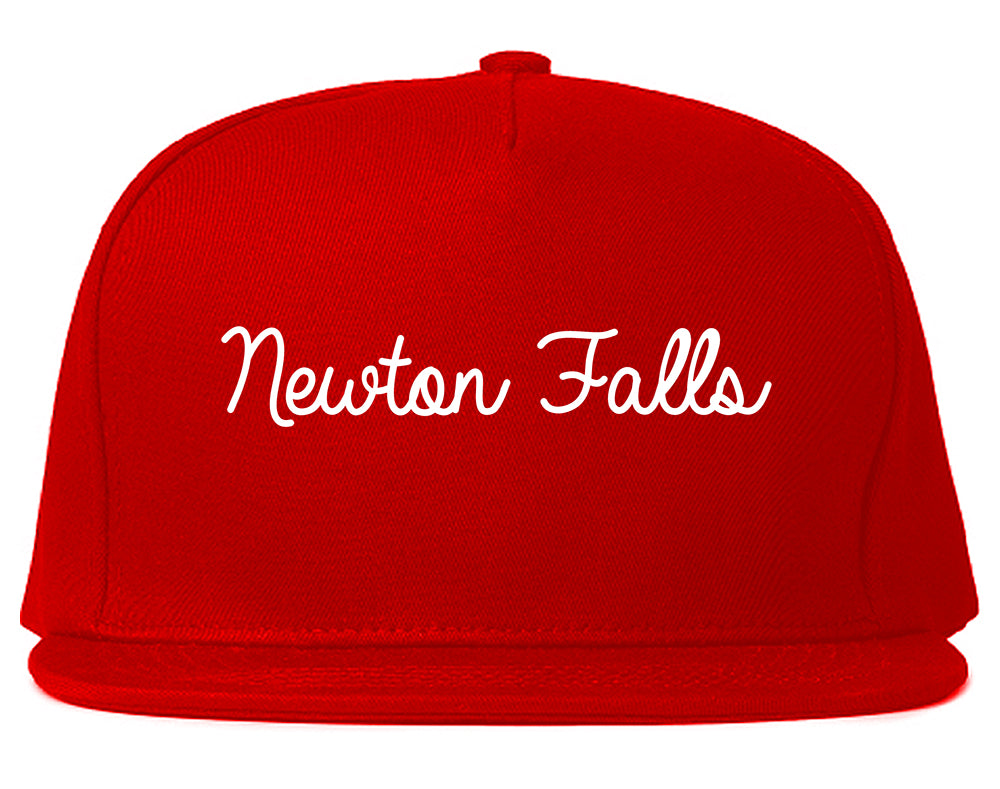 Newton Falls Ohio OH Script Mens Snapback Hat Red