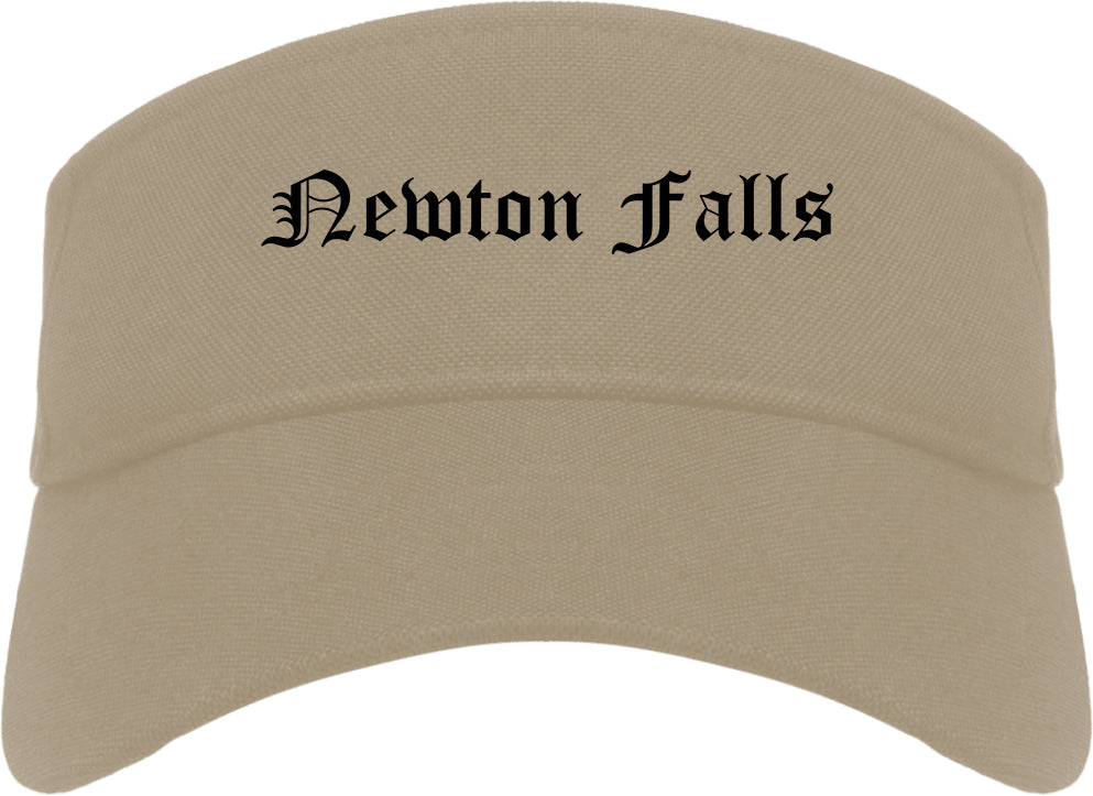 Newton Falls Ohio OH Old English Mens Visor Cap Hat Khaki