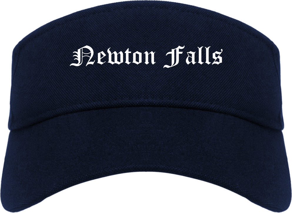 Newton Falls Ohio OH Old English Mens Visor Cap Hat Navy Blue